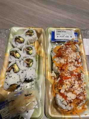 Special mushroom/ tofu roll, modified veggie volcano roll  at Wegmans in Fayetteville