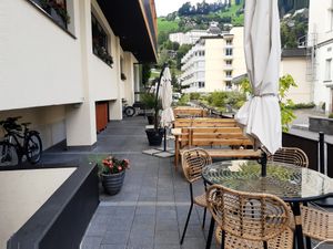 Outdoor seating at Spice Bazaar in Engelberg