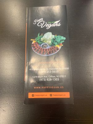 Menu as of 12-27-21 at Happy Vegans in Clifton
