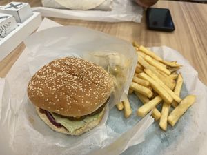 Happy Vegan Burger w/ fries  at Happy Vegans in Clifton