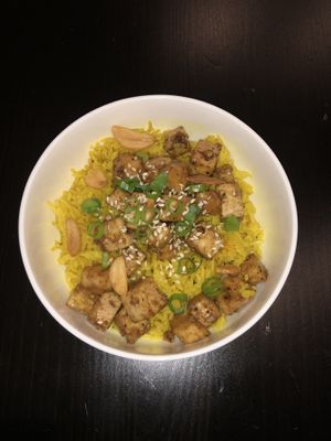 Happy Tofu over Turmeric Rice 🌱👌 at Happy Vegans in Clifton