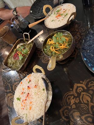 Aloo Saag and white rice  at Sula in Vancouver