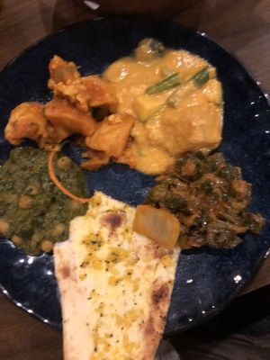 Full plate from family style ordering  at Sula in Vancouver