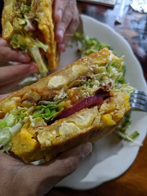 Inside patacón at Icelso in Lawrence