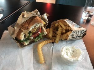 New York burger with fries. Really good.  at Bastard Burgers in Kungaelv