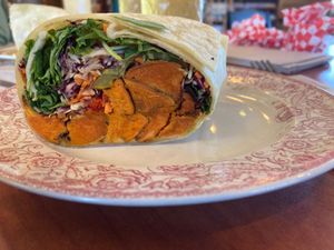 Roasted Cauliflower Green Garlic Pesto Burrito at Wild Grocery & Cafe in Manzanita