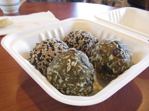 Matcha balls at Wild Grocery & Cafe in Manzanita