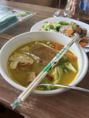 Curry , war sehr reichlich, nicht scharf auf Wunsch  at V. Napaphud Vegetarian Food in Chiang Mai