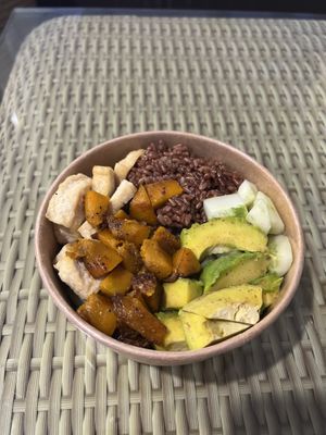 Buddha bowl to go. It comes with sauce (not pictured)  at Ngon Vegan Restaurant in Tam Coc