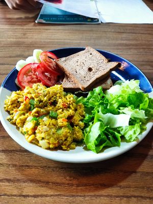 Scramble tofu at Ngon Vegan Restaurant in Tam Coc