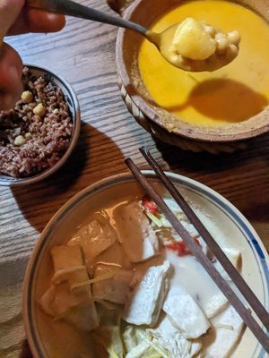 Lemongrass, coconut tofu, and chickpeas curry. Both excellent at Ngon Vegan Restaurant in Tam Coc