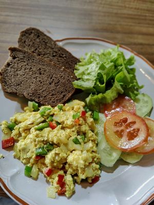 Great Scrambled tofu at Ngon Vegan Restaurant in Tam Coc