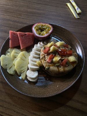 the banana pancakes for breakfast were delicious   at Ngon Vegan Restaurant in Tam Coc