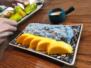 Mango sticky rice at Ngon Vegan Restaurant in Tam Coc