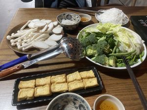 The hotpot ingredients  at Ngon Vegan Restaurant in Tam Coc