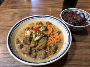 Tempeh in peanut ginger sauce  at Ngon Vegan Restaurant in Tam Coc