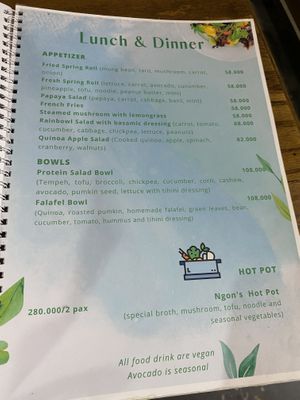 Menu as of Jan 2024 (3)  at Ngon Vegan Restaurant in Tam Coc