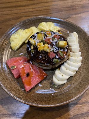 Banana pancakes (I asked with dark choc instead of peanut butter)  at Ngon Vegan Restaurant in Tam Coc