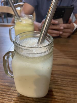 Banana Pineapple and Mango Pineapple smoothies  at Ngon Vegan Restaurant in Tam Coc
