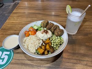 Falafel bowl with lime juice  at Ngon Vegan Restaurant in Tam Coc