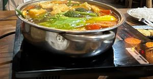 Hot Pot broth  at Ngon Vegan Restaurant in Tam Coc