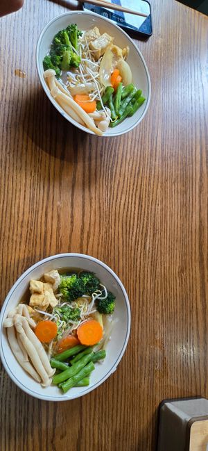 Noodle soup bowl at Ngon Vegan Restaurant in Tam Coc