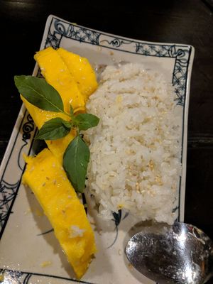 Mango sticky rice. Pleasant coconut taste, not very sweet. Yum! at Ngon Vegan Restaurant in Tam Coc