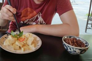 Tofu with ginger and coconut at Ngon Vegan Restaurant in Tam Coc