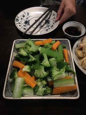 Mixed vegetable with dipping sauce at Ngon Vegan Restaurant in Tam Coc