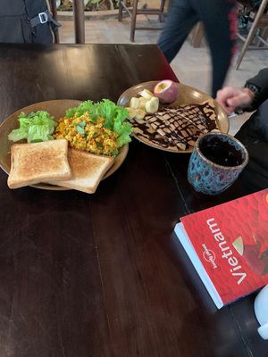 TRY the tofu omlet at Ngon Vegan Restaurant in Tam Coc