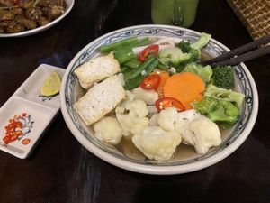 Noodle soup at Ngon Vegan Restaurant in Tam Coc