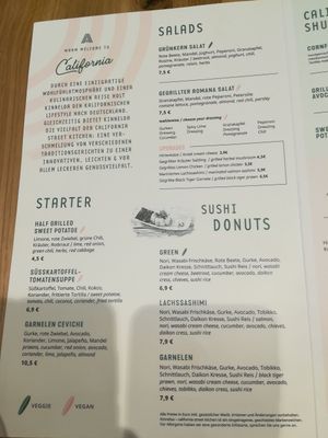 Menu at Kinneloa in Hamburg