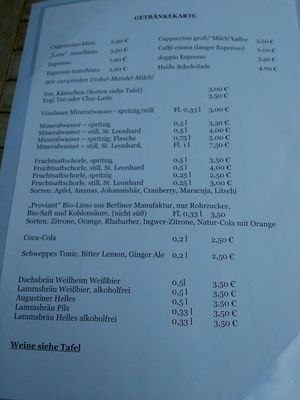 Menu at Vinzenz in Weilheim