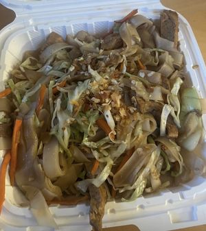 chow pan with soy pork  at Noodle City in Goleta