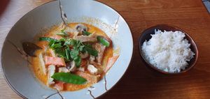 Vegan Red Curry with veg and tofu. at Ume no Hana in Hamburg