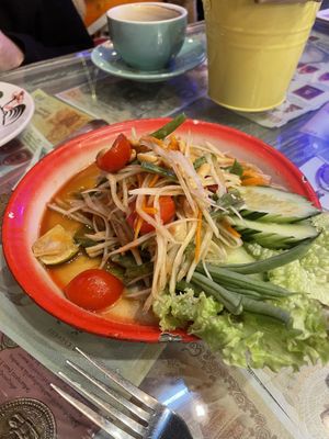 Papaya salad (vegan version)  at Thaikhun in Aberdeen