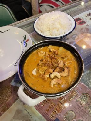 Massaman curry with plant based chicken   at Thaikhun in Aberdeen