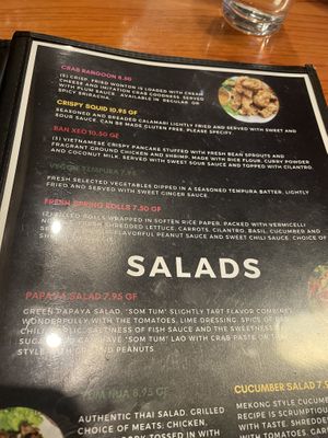 Menu   at Mekong in Ottawa