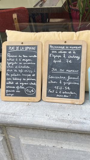 Weekly menu mid June - including fake cheese of the moment!  at Xuxu in Biarritz