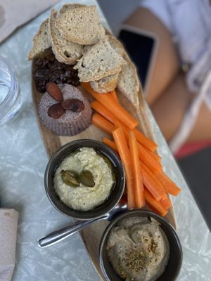 Fauxmage, babaganoush, pesto  at Xuxu in Biarritz