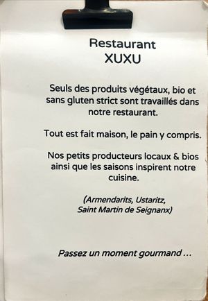 Menu  at Xuxu in Biarritz