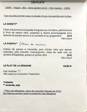 Menu  at Xuxu in Biarritz