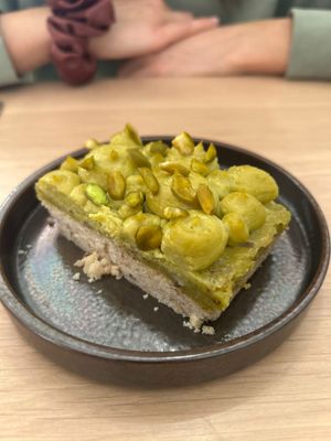 Pistachio pie at Xuxu in Biarritz