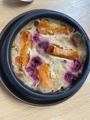 Clafoutis peach and raspberry   at Xuxu in Biarritz