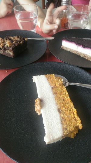 Brownie, cheesecake and carrot cake. Delicious! at Xuxu in Biarritz