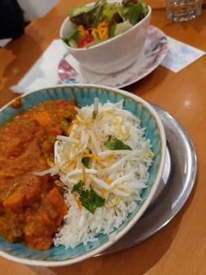 Curry main dish, small side salad (don't get the salad) at The Heart of Joy in Salzburg