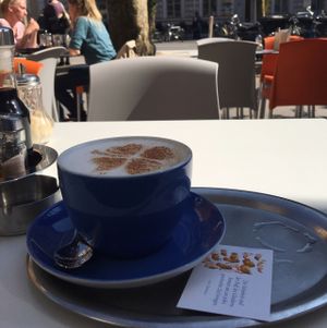 chai latte outside  at The Heart of Joy in Salzburg