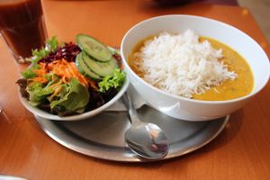 curry and salad at The Heart of Joy in Salzburg