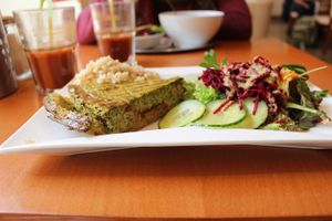 quiche and salad at The Heart of Joy in Salzburg