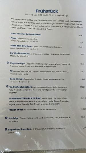 Breakfast Menu at The Heart of Joy in Salzburg